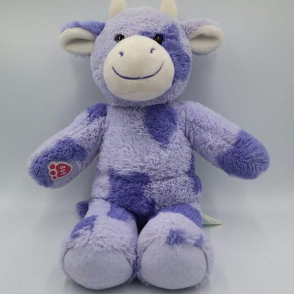 Build A Bear BAB Purple Lavender Spotted Cow Animal Plush 17" with Rainbow PJs - Picture 5 of 9